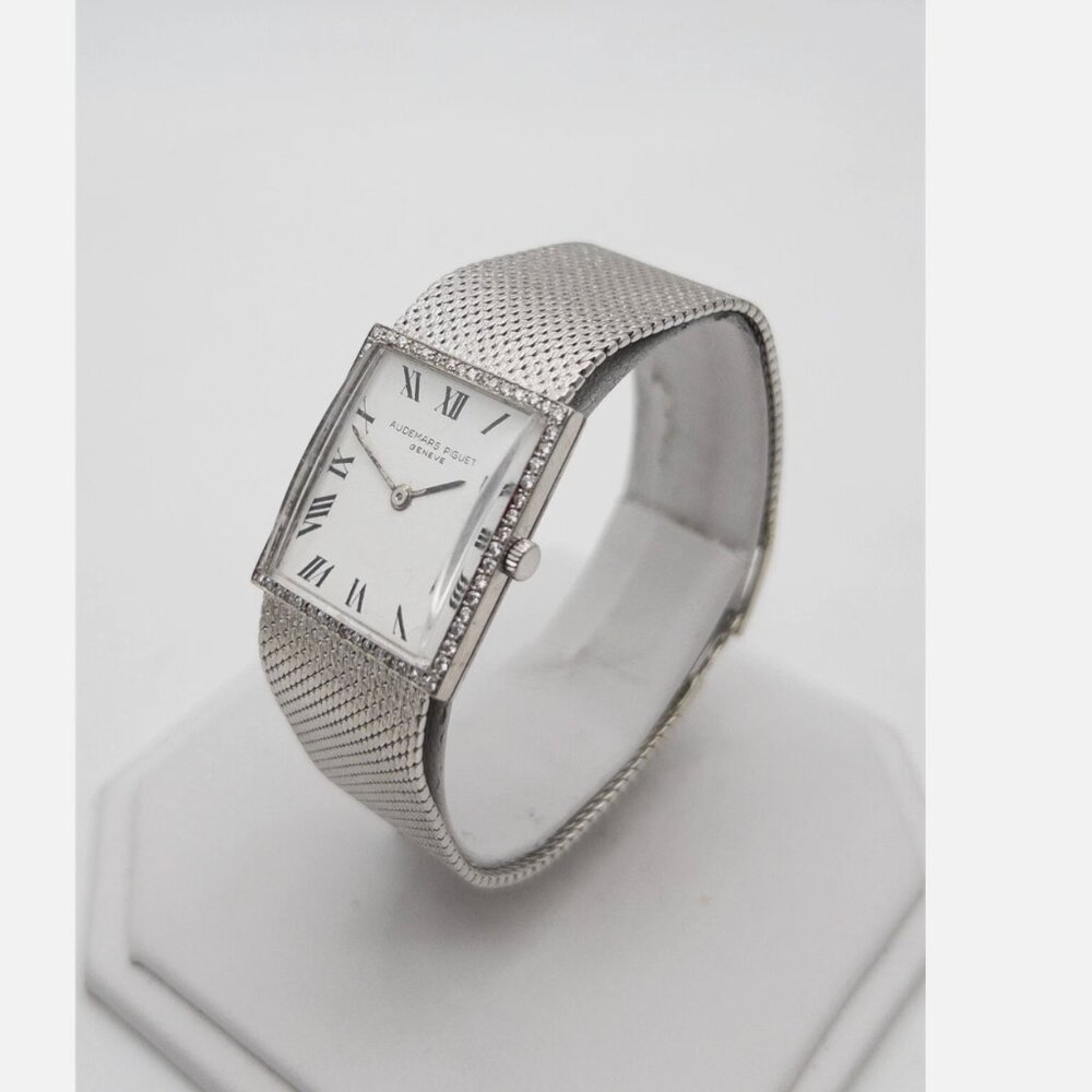 MINT VINTAGE AUDEMARS PIQUET FACTORY DIAMOND LADIES WATCH 18K WHITE GOLD - Picture 2 of 8